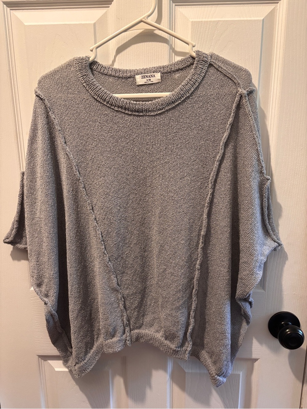 Zenana Outfitters Heather Gray Relaxed Crew Neck Sweater